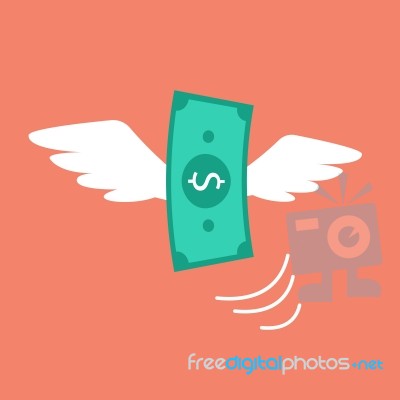 Money Flying Like A Bird Stock Image