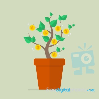 Money Plant Flat Icon Stock Image