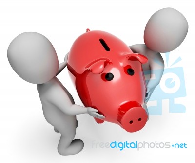 Money Save Indicates Piggy Bank And Finances 3d Rendering Stock Image