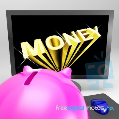 Money Screen Shows Finance Wealth And Prosperity Stock Image