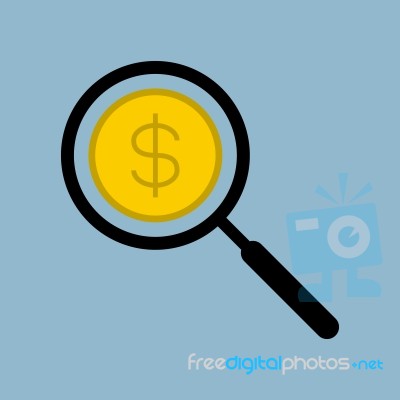 Money Search Manifying Glass  Illustration Stock Image