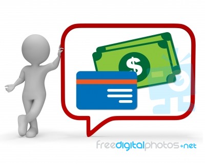 Money Speech Bubble Shows Chatting Speaking 3d Rendering Stock Image