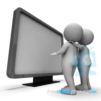 Monitor Watching Shows Text Space And Copyspace 3d Rendering Stock Image