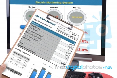 Monitoring System For Electricity Consumption Saving Stock Photo