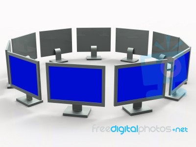 Monitors Copyspace Shows Desktop Pc And Communication Stock Image