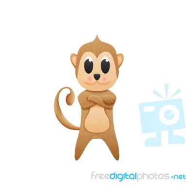 Monkey With Illustration Cute Cartoon Of Paper Cut Stock Image