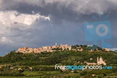 Montepulciano, Tuscany/italy - May 19 : Montepulciano Under Stor… Stock Photo