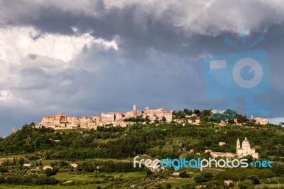 Montepulciano, Tuscany/italy - May 19 : Montepulciano Under Stor… Stock Photo