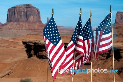 Monument Valley, Utah/usa - November 10 : Stars And Stripes In M… Stock Photo