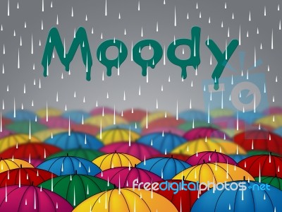 Moody Rain Indicates Bad Mood And Sulky Stock Image