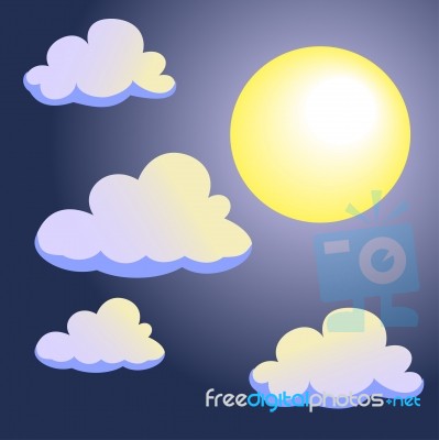 Moon And Clouds On Night Sky Background- Illustration Stock Image