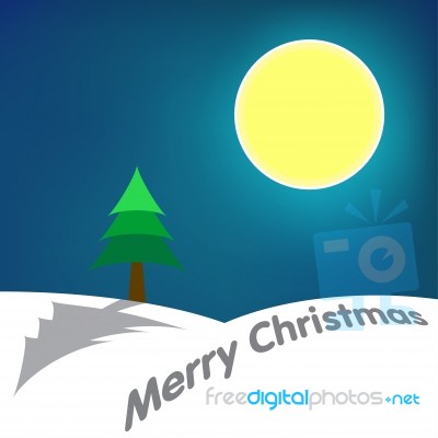 Moon And Tree Merry Christmas Stock Image