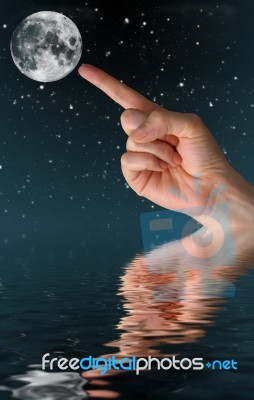 Moon Finger Stock Image