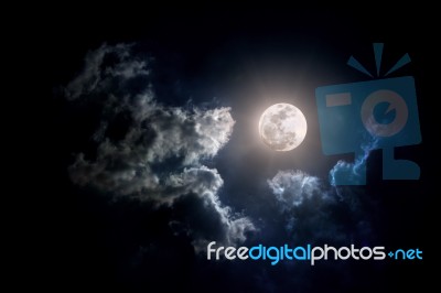 Moon On Cloudy Day Stock Photo