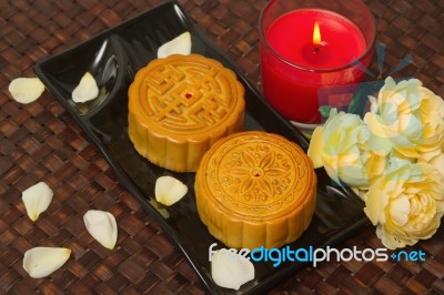 Mooncake ,chinese Mid Autumn Festival Food Stock Photo