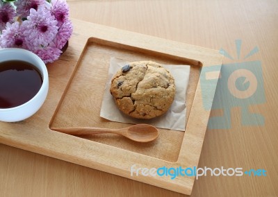 Morning Coffee Cup And Cookie Stock Photo