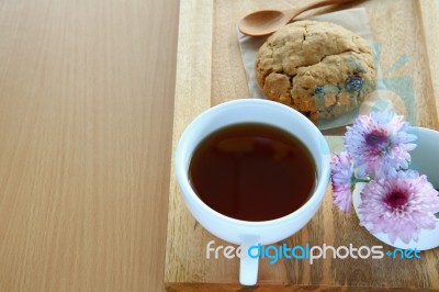 Morning Coffee Cup And Cookie Stock Photo