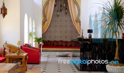 Moroccan Style Living Room Stock Photo