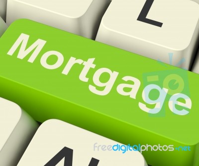 Mortgage Computer Key Stock Image