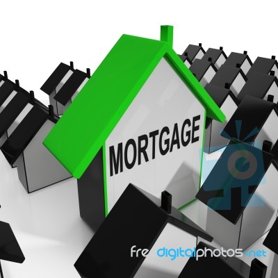 Mortgage House Means Debt And Repayments On Property Stock Image