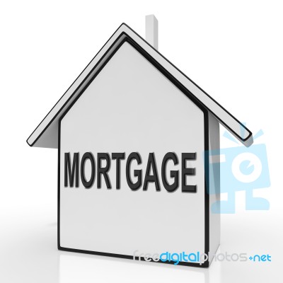 Mortgage House Shows Property Loans And Repayments Stock Image