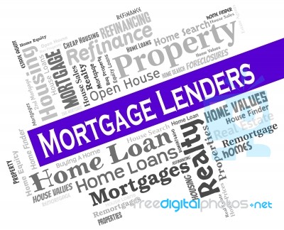 Mortgage Lenders Indicates Home Loan And Banking Stock Image