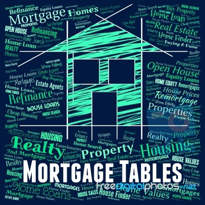 Mortgage Tables Shows Real Estate And Borrowing Stock Image