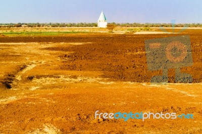 Mosque Near Sennar In Sudan On Sahara Desert Stock Photo