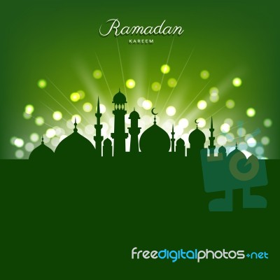 Mosque Silhouette And Abstract Light For Ramadan Of Islam Stock Image