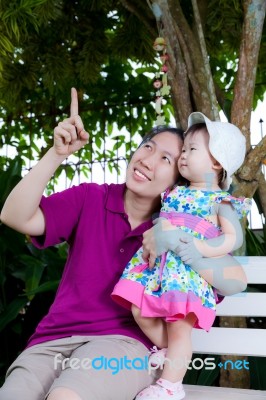 Mother And Daughter   In The Park Stock Photo