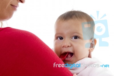 Mother Holding Her Baby Stock Photo