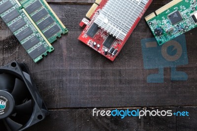 Motherboard  Pc Components Stock Photo