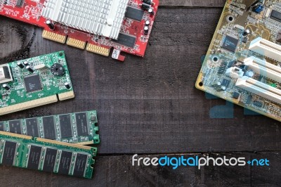 Motherboard  Pc Components Stock Photo