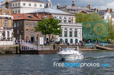 Motor Boat Passing Richmond Stock Photo