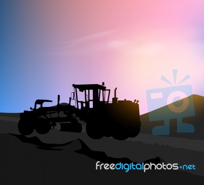 Motor Graders Scene Stock Image