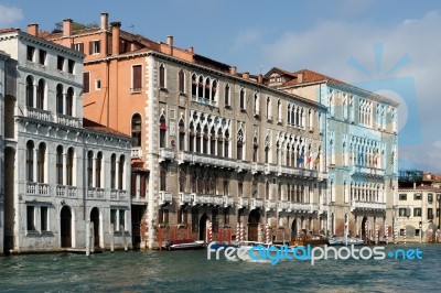 Motorboat Cruising Down The Grand Canal Stock Photo