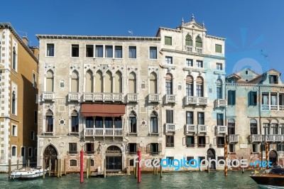 Motorboat Cruising Down The Grand Canal Stock Photo