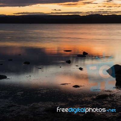 Moulting Lagoon In Tasmania, Australia Stock Photo