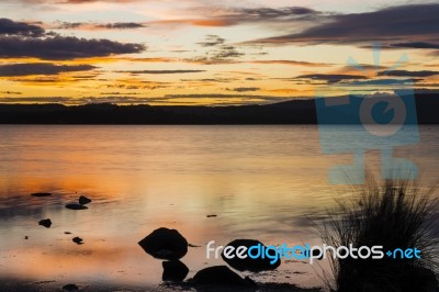 Moulting Lagoon In Tasmania, Australia Stock Photo