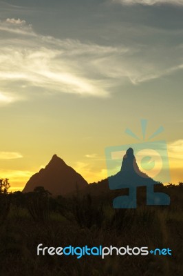 Mount Beerwah In The Afternoon Sun Stock Photo