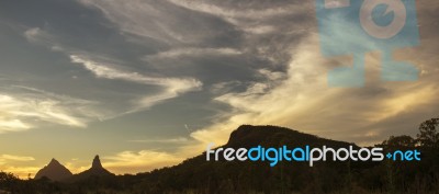 Mount Beerwah In The Afternoon Sun Stock Photo