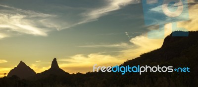 Mount Beerwah In The Afternoon Sun Stock Photo