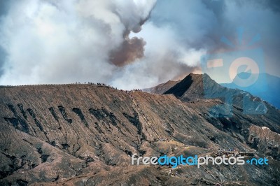 Mount Bromo Volcano (gunung Bromo)in Bromo Tengger Semeru National Park, East Java, Indonesia Stock Photo