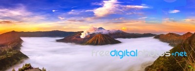 Mount Bromo Volcano (gunung Bromo)in Bromo Tengger Semeru National Park, East Java, Indonesia Stock Photo