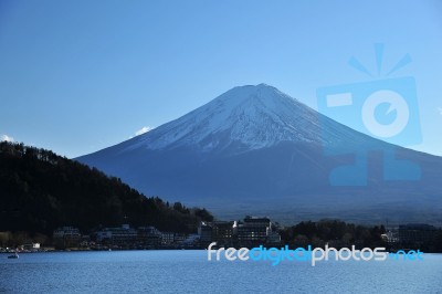 Mount Fuji With Lake Stock Photo