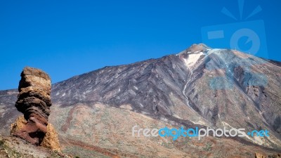 Mount Teide And The Rock Called The Tree Stock Photo