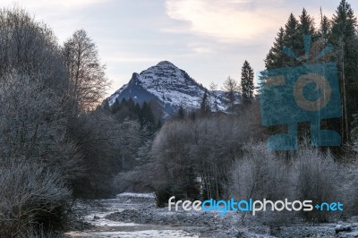 Mountain And A River Stock Photo