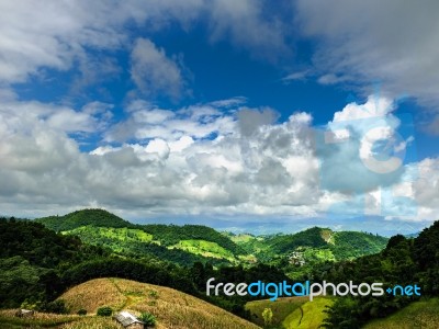 Mountain And Cloud Scenery Stock Photo