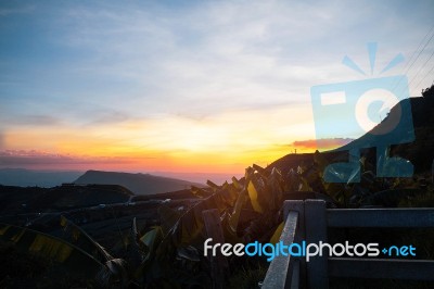 Mountain Landscape At The Sunset Stock Photo