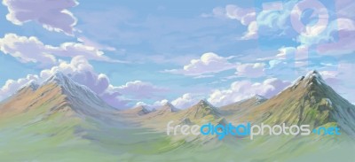 Mountain Painting Illustration Stock Image